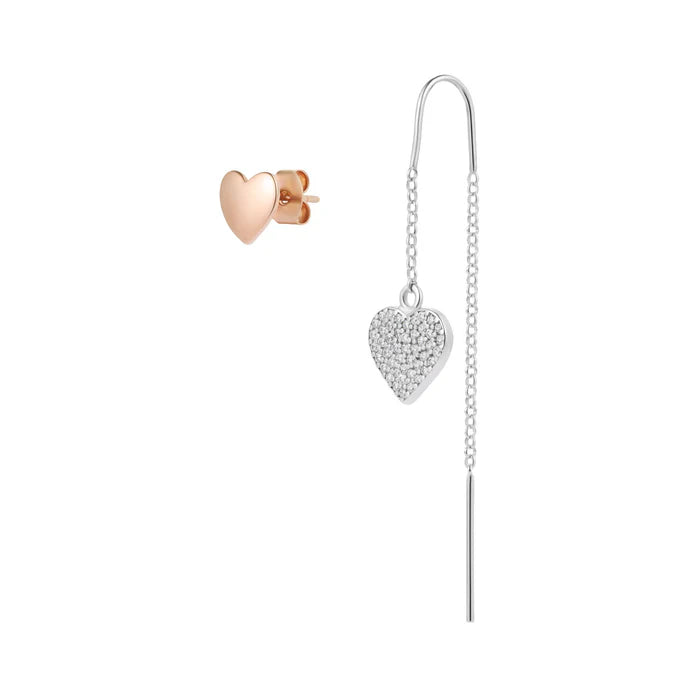 ROBERTO GIANNOTTI Orecchini asimmetrici con cuore charm e cuore rosato CODICE - GIA437