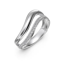 Carica l&#39;immagine nel visualizzatore di Gallery, Almira gioielli Anello in Argento 925 rodiato. Pietre cubic zirconia taglio tondo codice - RQTWR