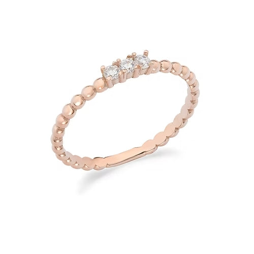 Anello Trilogy in Oro Rosa 375‰ con zirconi Ambrosia CODICE -  KAAZ 015