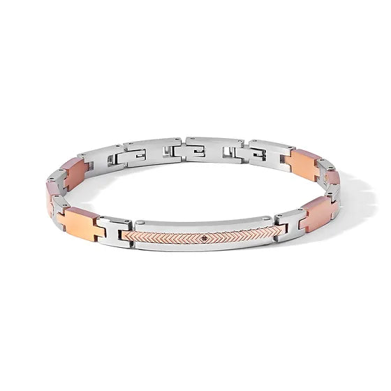 Bracciale uomo Comete gioielli Acciaio pvd rosè sabbiato e Zircone nero CODICE-UBR 1181