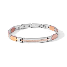 Carica l&#39;immagine nel visualizzatore di Gallery, Bracciale uomo Comete gioielli Acciaio pvd rosè sabbiato e Zircone nero CODICE-UBR 1181