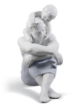 Carica l&#39;immagine nel visualizzatore di Gallery, Figura in porcellana bianca opaca di un padre con il figlio sulle spalle Ref.  01008783