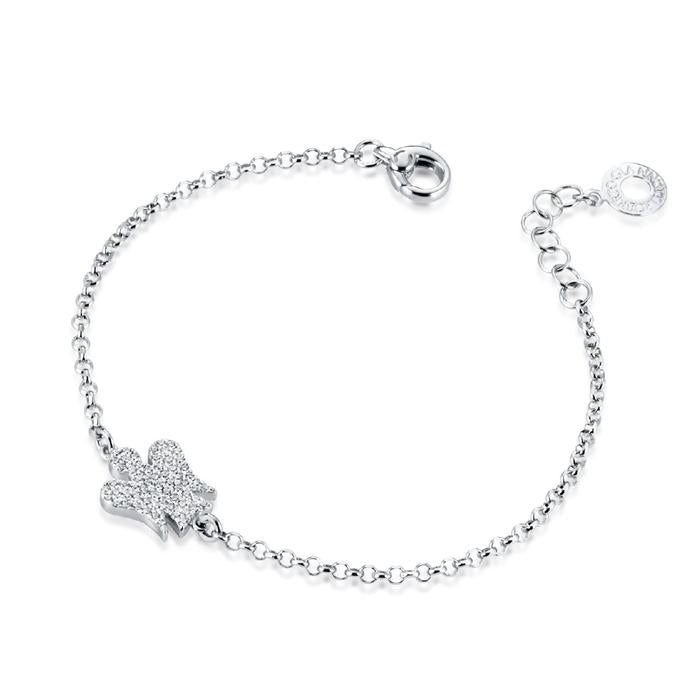 BRACCIALE CON ANGELO DOUBLE FACE IN ARGENTO E ZIRCONI GIA340