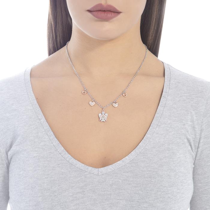 COLLANA CON ANGELO E CUORI IN ARGENTO GIA331