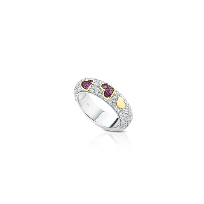 ANELLO IN ARGENTO CON CUORI E ZIRCONI GIA373