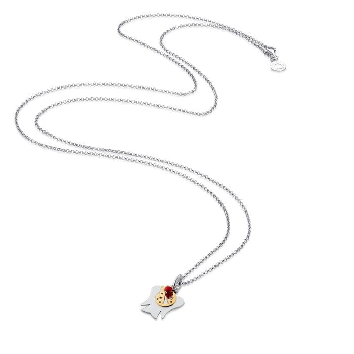 COLLANA CON PENDENTI ANGELO E COCCINELLA GIA379