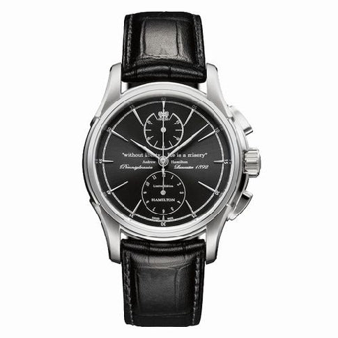 OROLOGIO DA POLSO UOMO HAMILTON H32516731 CINTURINO IN PELLE NERO Classico Jazzmaster Cronografo