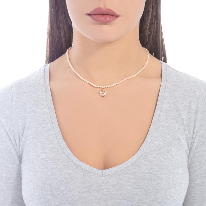 COLLANA DI PERLE CON ANGELO IN ORO NKT182R