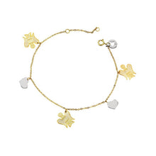 Carica l&#39;immagine nel visualizzatore di Gallery, BRACCIALE IN ORO CON ANGELI E CUORI NKT222