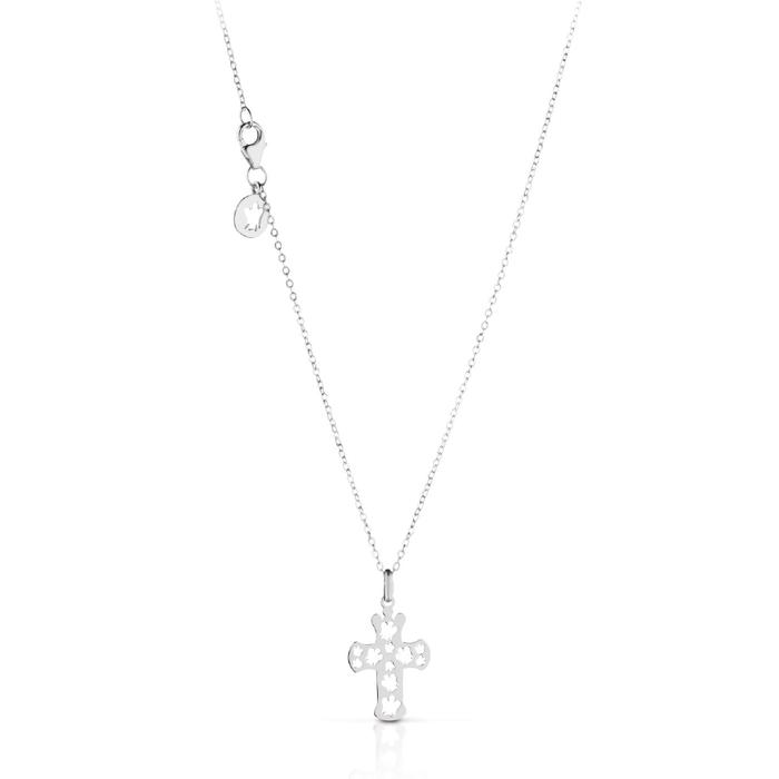 COLLANA IN ORO BIANCO CON CROCE NKT211B