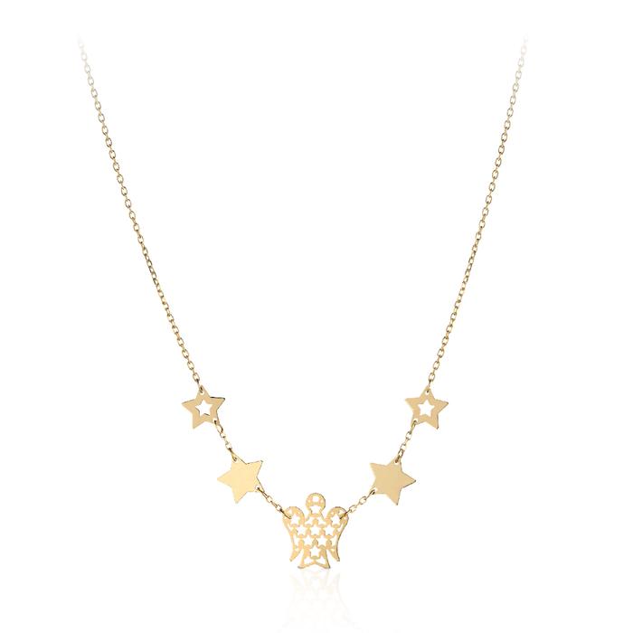 COLLANA CON ANGELO E STELLE IN ORO NKT284