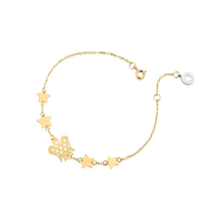 BRACCIALE CON ANGELO E STELLE IN ORO NKT286