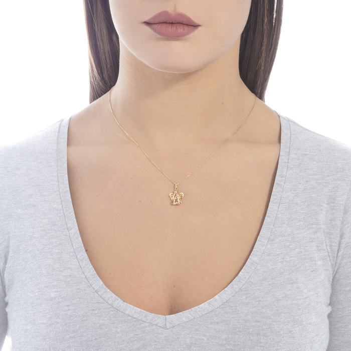 COLLANA CON ANGELO IN ORO TRAFORATO NKT296