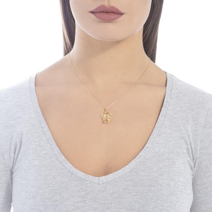 COLLANA CON ANGELO IN ORO TRAFORATO NKT295