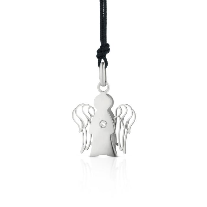 PENDENTE ANGELO IN ORO BIANCO CON DIAMANTE PZ643B