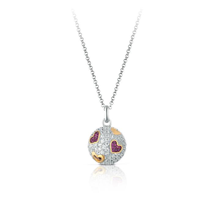 COLLANA CHIAMA ANGELI CON CUORI IN ARGENTO E ZIRCONI SFA134