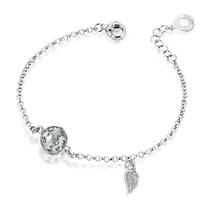 BRACCIALE IN ARGENTO CON CHIAMA ANGELI E ALA SFA123