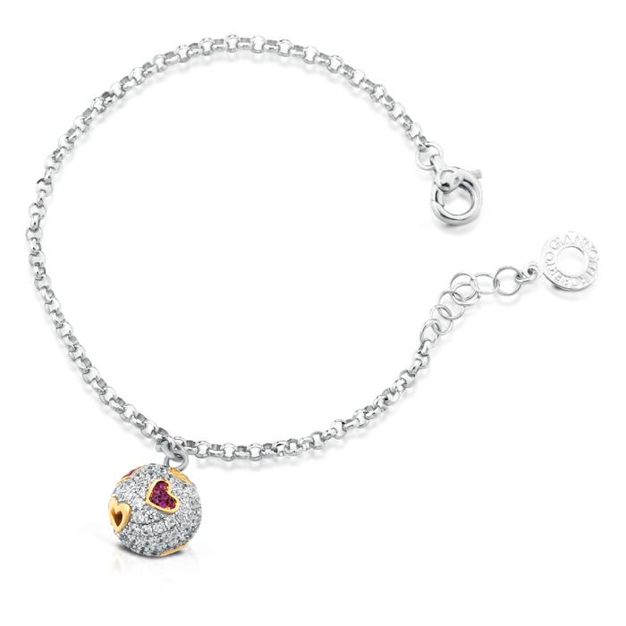 BRACCIALE CHIAMA ANGELI CON CUORI IN ARGENTO E ZIRCONI SFA135