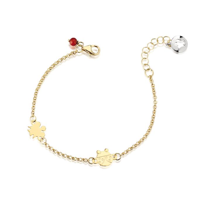 BRACCIALE BIMBO O BIMBA IN ORO CON ANGELO E COCCINELLA NKT245