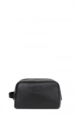 LINEA CONFORT BORSA DA TOILETTE IN PELLE NERA  REF 469344 - L : 25,5 x a : 17 x P : 14 cm