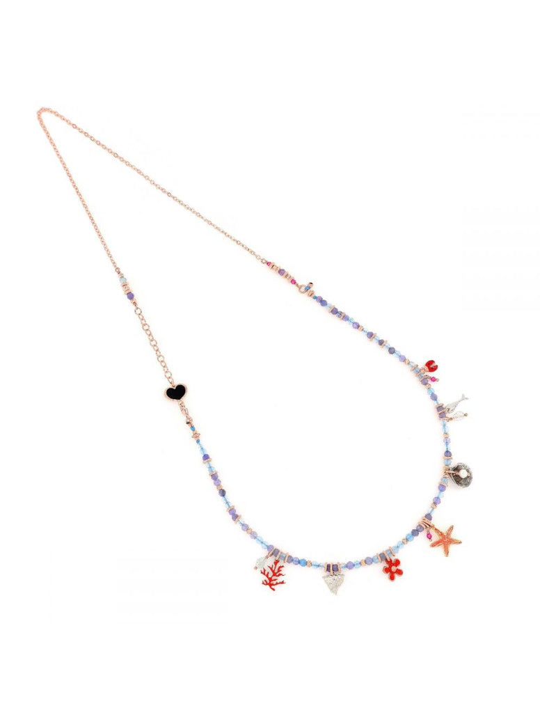 COLLANA MEDIA CELESTE CON CHARMS DEL MARE ART.GCMAR