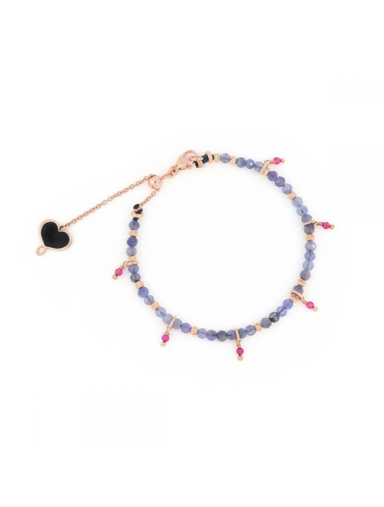 BRACCIALE AZZURRO CON TANZANITE E RUBELLITE ART.BPAFC