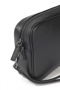 LINEA BIS POCHETTE CON CINTURINO DA POLSO - PELLE COLOR NERA REF 135725 - L : 24 x h : 16 x P : 6 cm