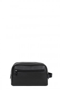 LINEA CONFORT BORSA DA TOILETTE IN PELLE NERA  REF 469344 - L : 25,5 x a : 17 x P : 14 cm