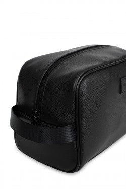 LINEA CONFORT BORSA DA TOILETTE IN PELLE NERA  REF 469344 - L : 25,5 x a : 17 x P : 14 cm