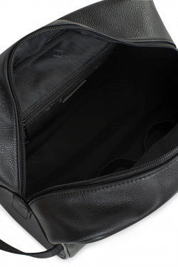 LINEA CONFORT BORSA DA TOILETTE IN PELLE NERA  REF 469344 - L : 25,5 x a : 17 x P : 14 cm