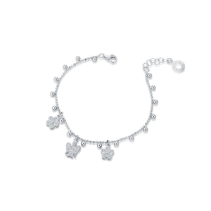 BRACCIALE CON ANGELO E FIORI CHARMS IN ARGENTO E ZIRCONI GIA393