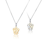 COLLANA CON PENDENTE ANGELO CON CUORI DOUBLE FACE IN ORO BIANCO E GIALLO NKT319-G