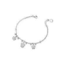 Carica l&#39;immagine nel visualizzatore di Gallery, BRACCIALE CON ANGELO E FIORI CHARMS IN ARGENTO E ZIRCONI GIA392