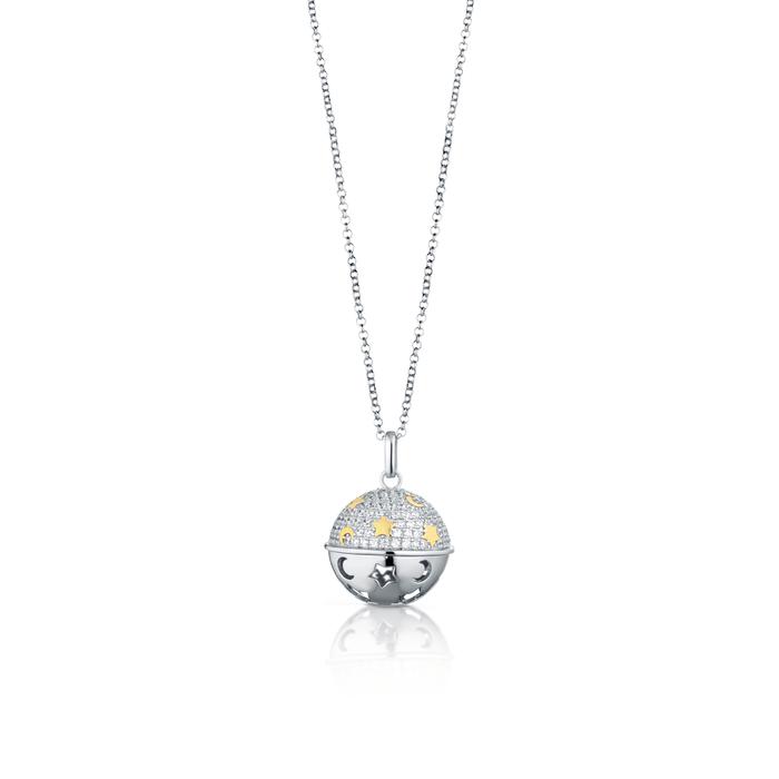 COLLANA CON PENDENTE CHIAMA ANGELI IN ARGENTO BIANCO E GIALLO E ZIRCONI SFA146