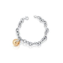 Carica l&#39;immagine nel visualizzatore di Gallery, BRACCIALE CON PENDENTE CHIAMA ANGELI IN ARGENTO GIALLO E ANGELO CON ZIRCONI SFA150