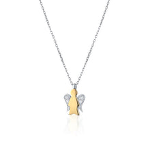 Carica l&#39;immagine nel visualizzatore di Gallery, COLLANA IN ORO BIANCO CON PENDENTE ANGELO IN ORO BIANCO E GIALLO E DIAMANTI NKT321