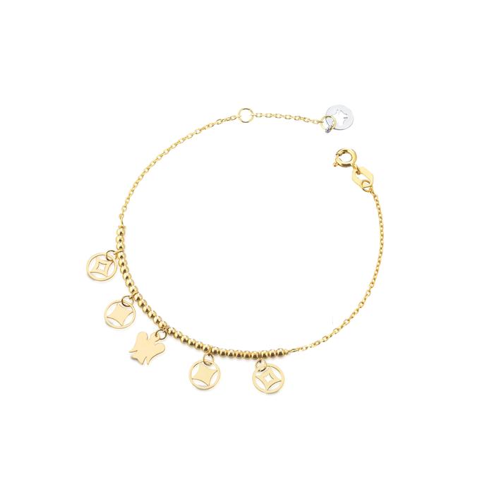 BRACCIALE CON ANGELO E CHARMS IN ORO GIALLO NKT316