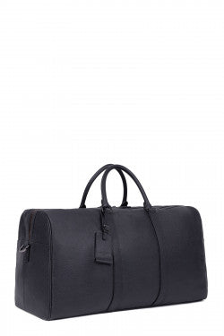 LINEA DANDY BORSA DA VIAGGIO IN PELLE NERA A GRANA PREMIUM RIF 206041 - l: 56 x h: 31 x P: 27 cm