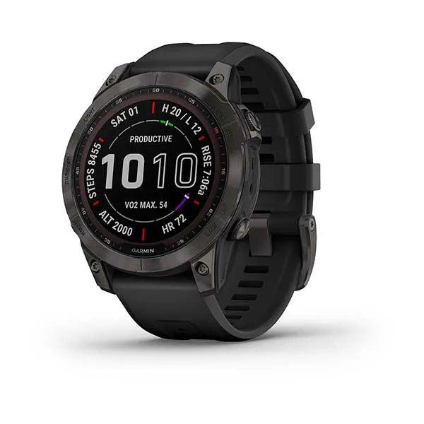 fēnix® 7 – Sapphire Solar Edition Titanium Carbon Grey DLC con cinturino Black CODICE PRODOTTO 010-02540-21