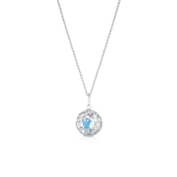 COLLANA CHIAMA ANGELI IN ARGENTO CON ANGELO AZZURRO SFA140