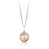 COLLANA CHIAMA ANGELI IN ARGENTO CON CUORI ZIRCONI E ANGELO SFA101