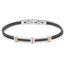 Carica l&#39;immagine nel visualizzatore di Gallery, Bracciale uomo bangle COMETE WIRE in acciaio pvd nero e rosè UBR-957